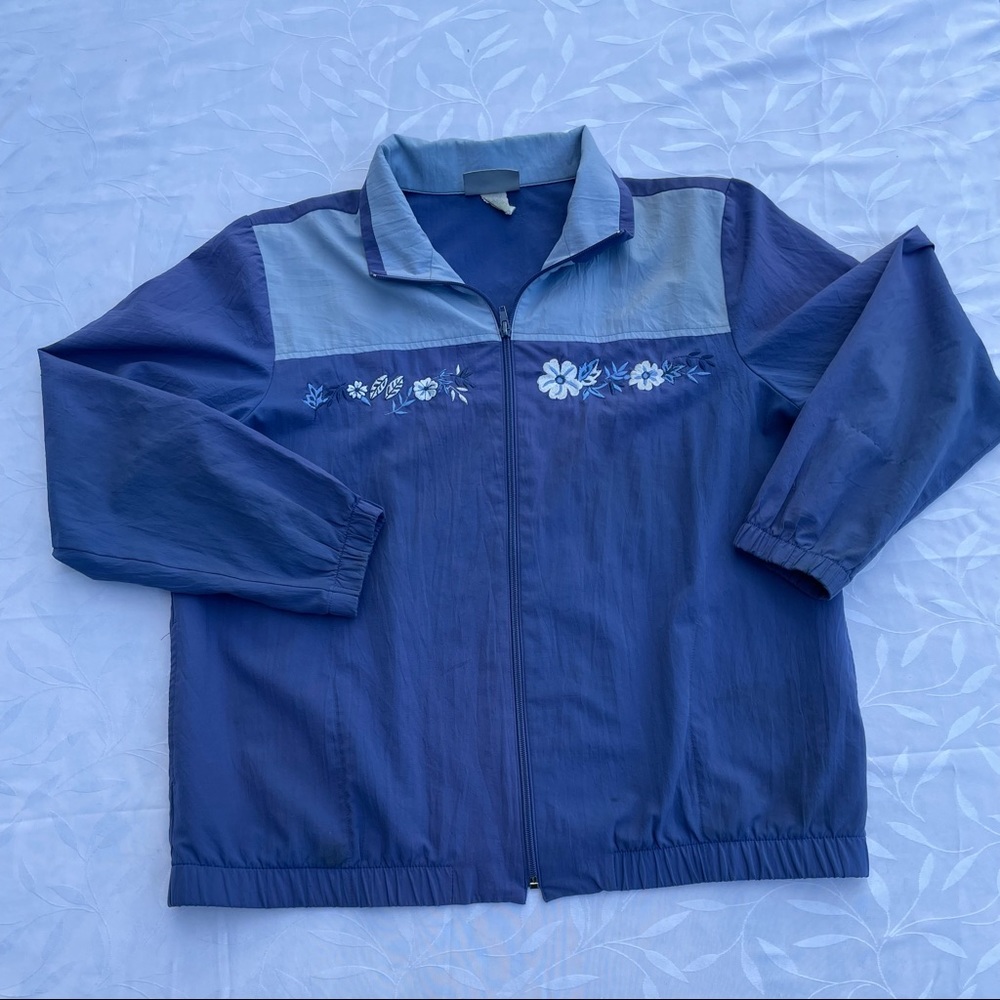 Vintage Blair color block Windbreaker with flowers